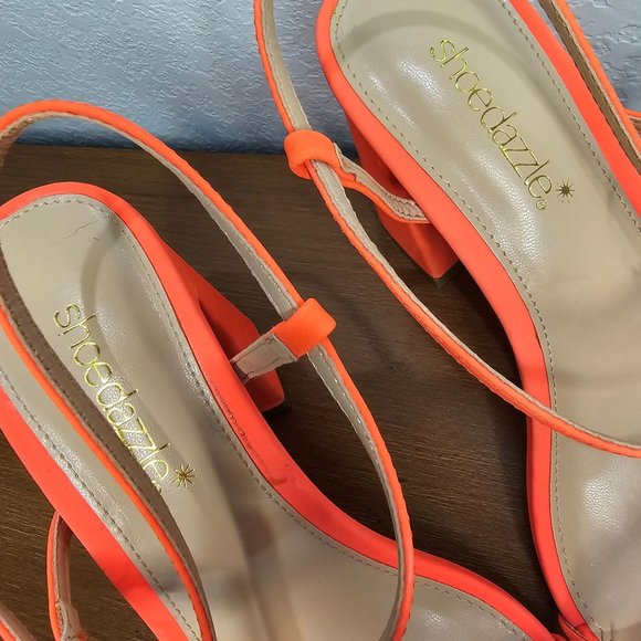 Neon Orange Ankle Strap heels size 7.5 - Picture 8 of 12